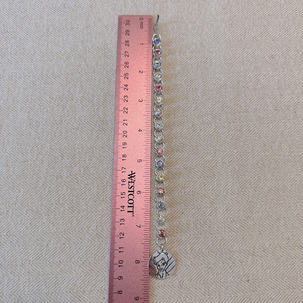 Y2K Vintage Avon Disney Tinkerbell Charm Bracelet Pastel Crystal Rhinestones - Picture 14 of 15